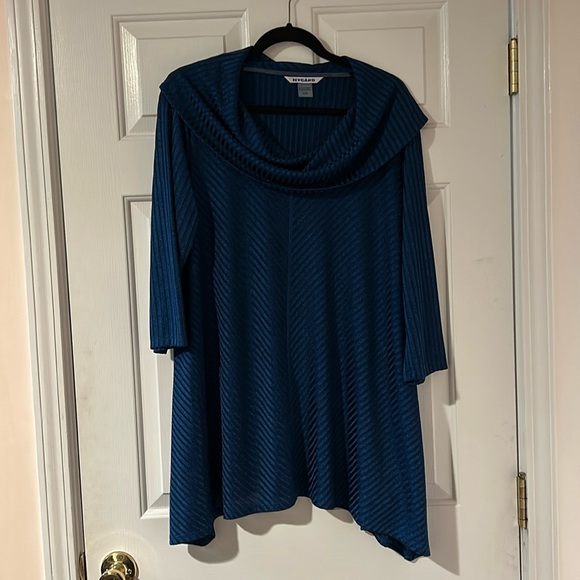 Blue Cowl-Neck Blouse - Picture 1 of 3